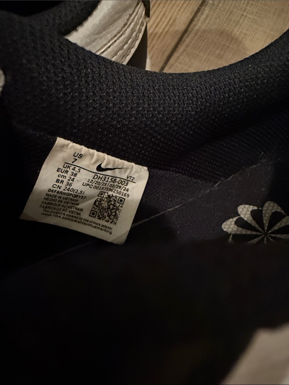 Nike Womens Court Vision Black and White Low-Top Sneakers - Picture 8 of 8